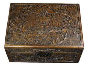 Vintage Huanghuali Wood Carved Box - Abundance & Wealth Motif