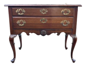 Mid 20th Century Solid Mahogany Queen Anne Lowboy Chest