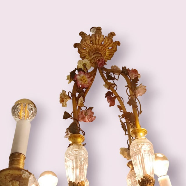 Gilt Floral Chandelier from Campodimonte For Sale - Image 4 of 5