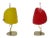 Yellow & Red Brass and Acrylic Glass Table Lamps, 1950s, Set of 2 For Sale
