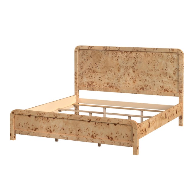 Spritely Home Accent Furniture Cora King Burl Panel Bed, Light Burl For Sale - Image 4 of 9