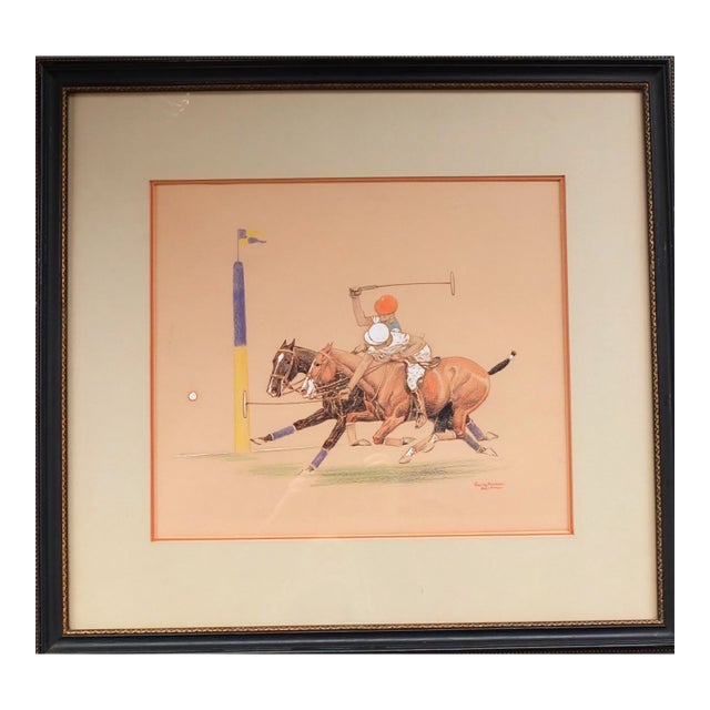 Mid 20th Century "Goal by Harriman" Watercolor & Gouache by Paul Brown For Sale