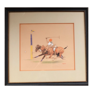 Mid 20th Century "Goal by Harriman" Watercolor & Gouache by Paul Brown