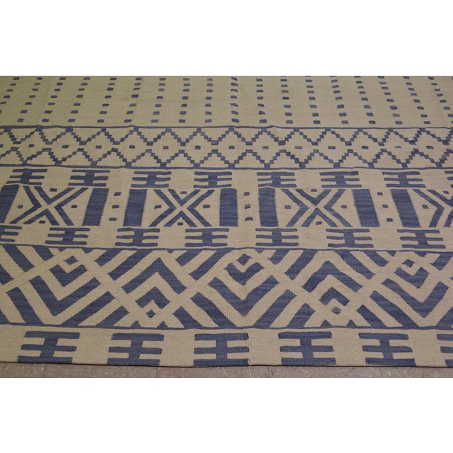 Shabby Chic Vintage Turkish Anatolian Hand Made Organic Wool Natural Color Modern Kilim,9'x9'8" For Sale - Image 3 of 6