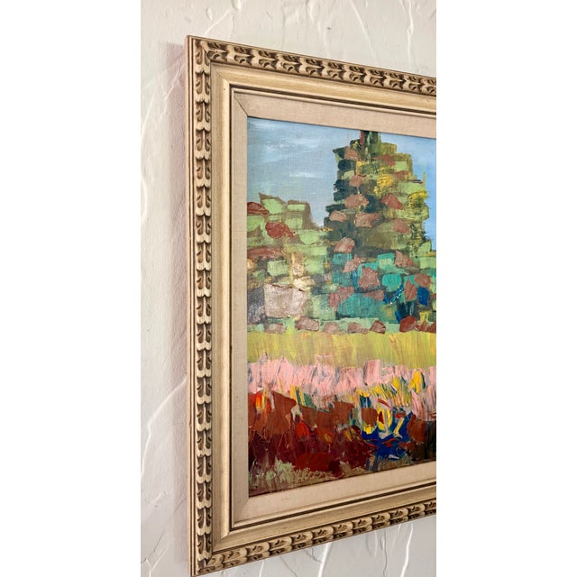 Late 20th Century Late 20th Century Original Impressionistic Landscape Field of Flowers and Tree, Framed For Sale - Image 5 of 10