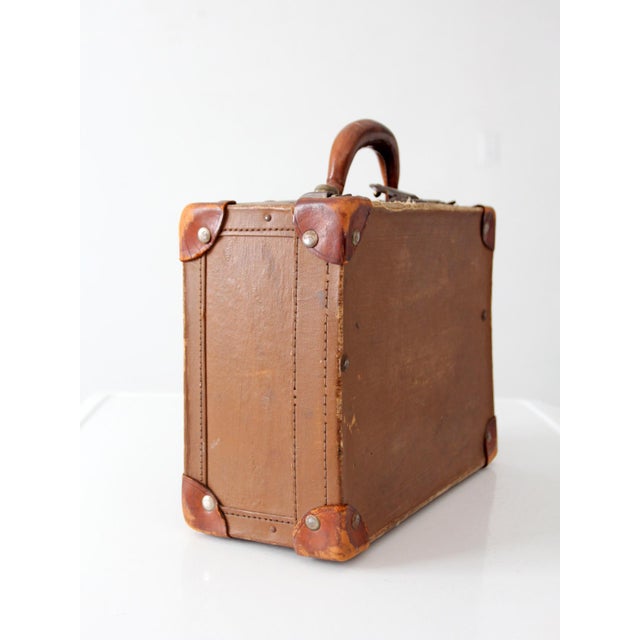 Vintage Miniature Leather Suitcase Travel Case For Sale - Image 12 of 15