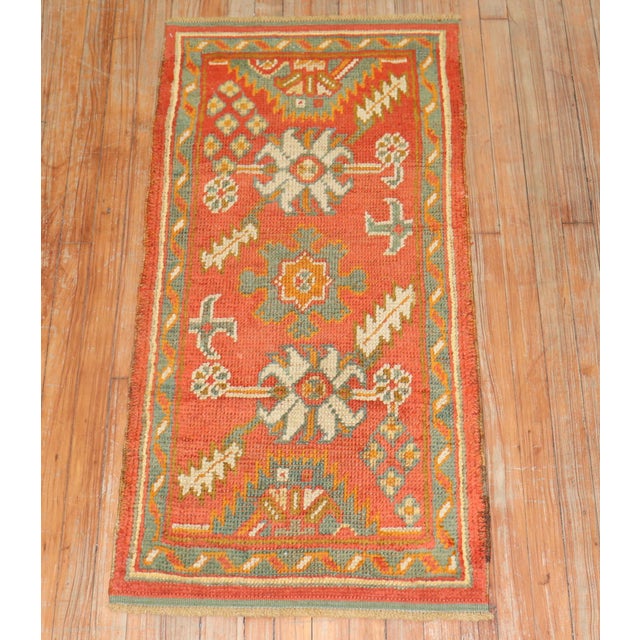 Orange Orange Antique Oushak Throw Rug For Sale - Image 8 of 18