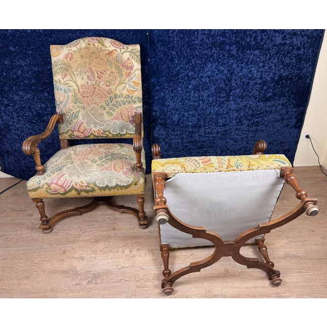 Set of Louis III Armchairs in Walnut, 1850s For Sale - Image 10 of 11
