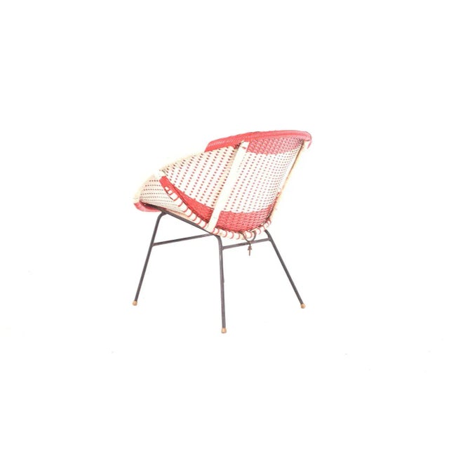 1950s Mid-Century Woven Wicker & Plastic Bucket Chair, 1950s For Sale - Image 5 of 6