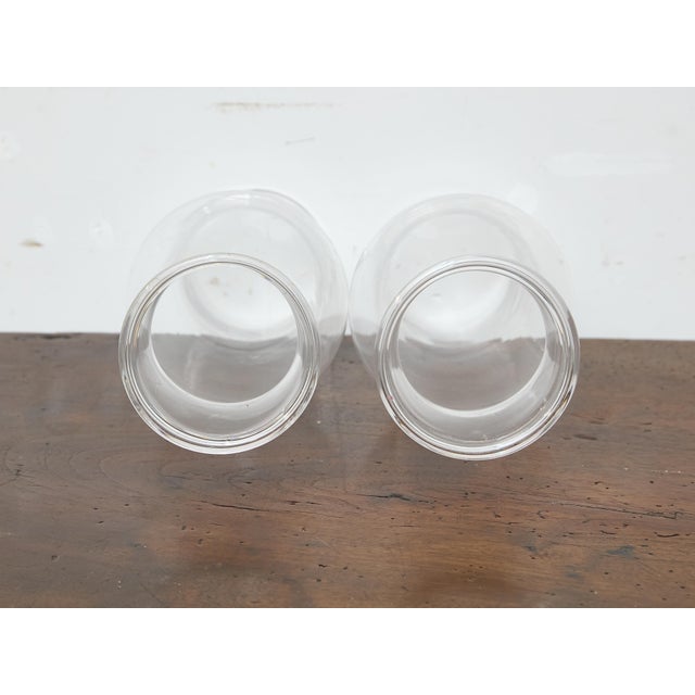 Pair of Tall Clear Glass Hurricane Shades, English Circa 1900 For Sale In Atlanta - Image 6 of 7