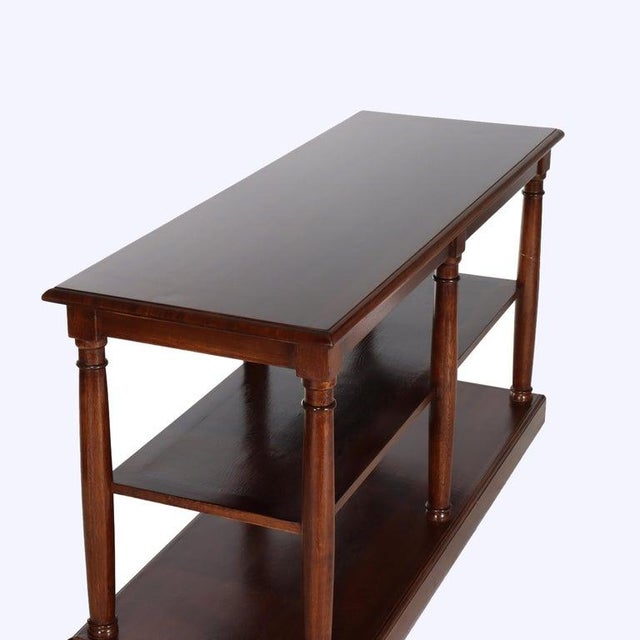 Vintage Classical Oak Long Table With Roman Column-Form Legs & Shelf C1940 For Sale - Image 16 of 18