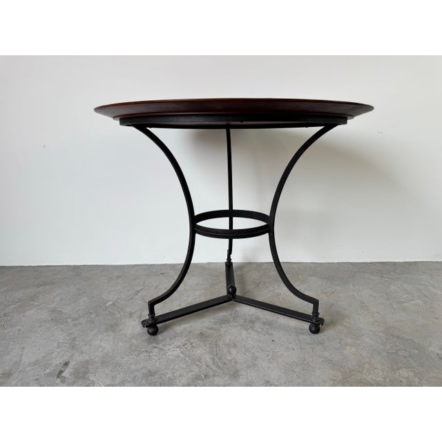 Traditional Vintage Baker Furniture Milling Road Walnut Top and Metal Accent Table For Sale - Image 3 of 12