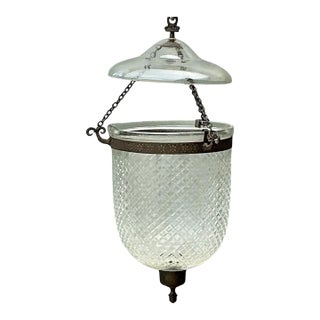 Vintage Diamond Cut Crystal Bell Jar Lantern For Sale
