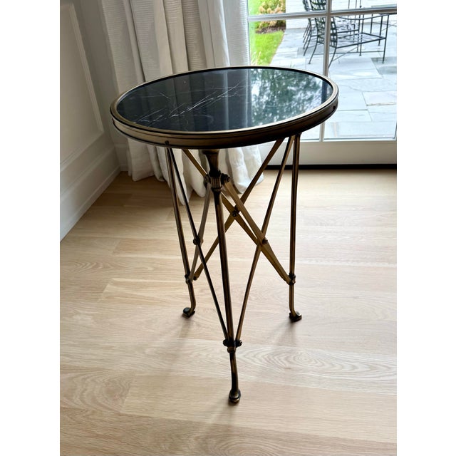 French 1960 Neoclassical Bronze and Black Marble Gueridon / Directoire / Empire Side Table For Sale - Image 3 of 10