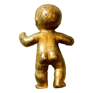 Vintage Allison Mager Style Gold Tone Baby Brooch Unique Statement Costume Jewelry Piece For Sale