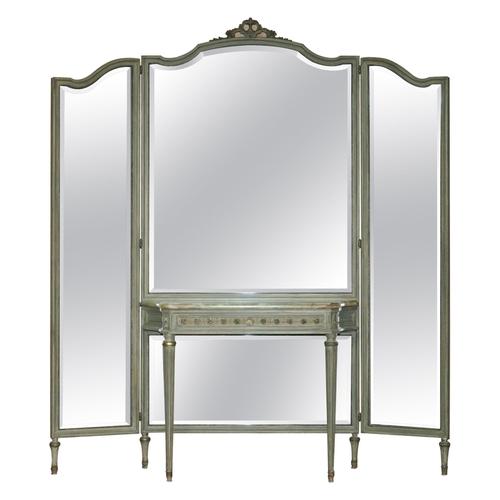 Antique Louis XVI French Dressing Room Console Table and Full Length Mirror, 1920s For Sale - Image 15 of 15