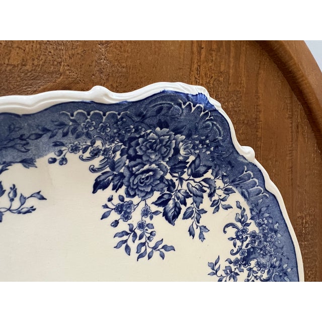 Vintage Villeroy & Boch Fides Blue & White Porcelain Platter Saar Economic Union Era (1947-1956). Mettlach France Marked For Sale In New York - Image 6 of 8