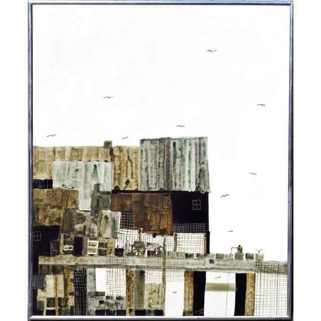 Albert Anderson Clymer Mid-Century Modern "Tiburon Wharf" Acrylic on Masonite 1970 For Sale In Monterey, CA - Image 6 of 6