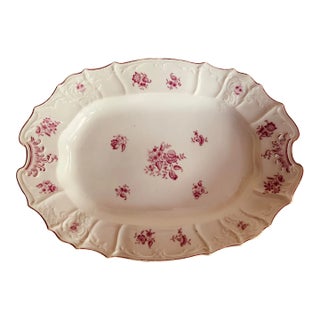 French Porcelain Depp Well Meat Platter , Circa 1820 — Rose Floral For Sale