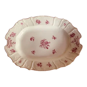 French Porcelain Depp Well Meat Platter , Circa 1820 — Rose Floral