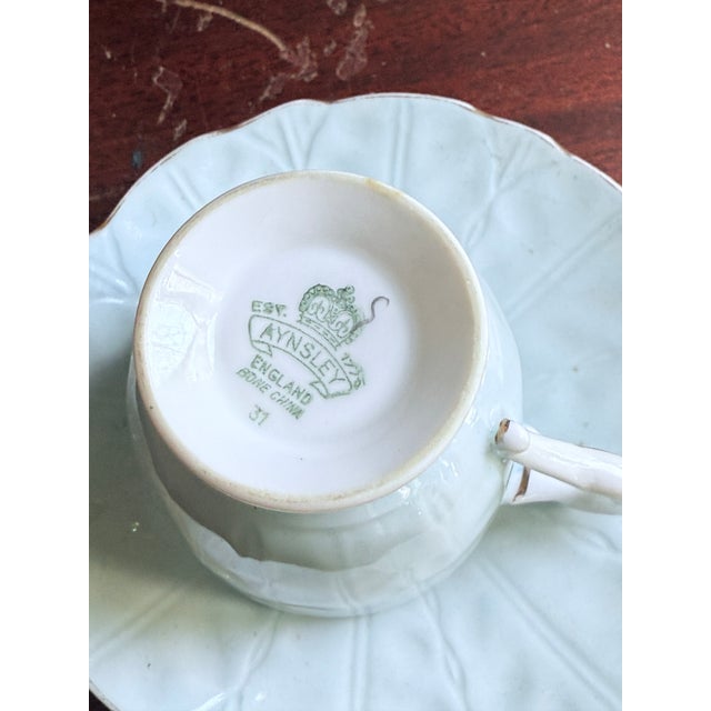 Blue Vintage Aynsley English Bone China Demitasse Cup & Saucer, Circa 1940s For Sale - Image 8 of 10