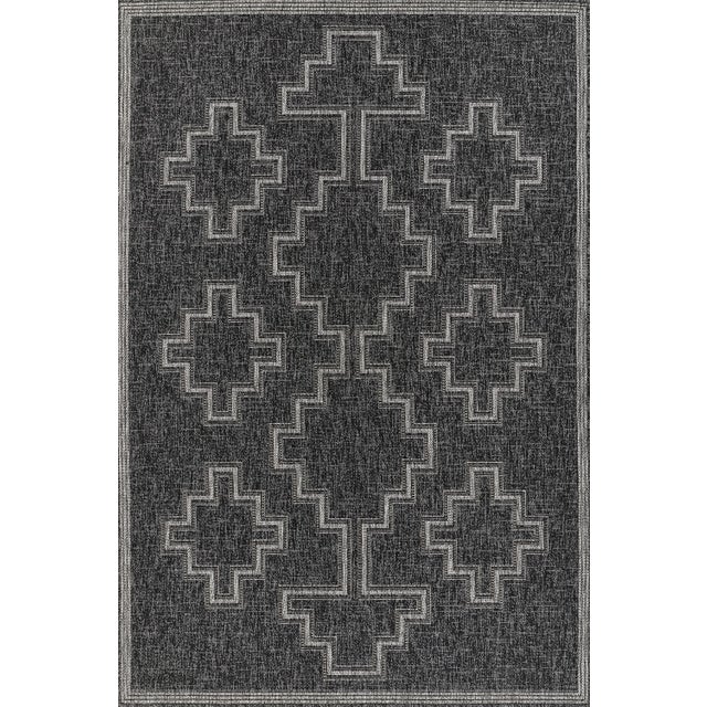 Momeni Contemporary Indoor/Outdoor Hampton Fog Rug in Black, 3'3" x 5' For Sale - Image 10 of 10