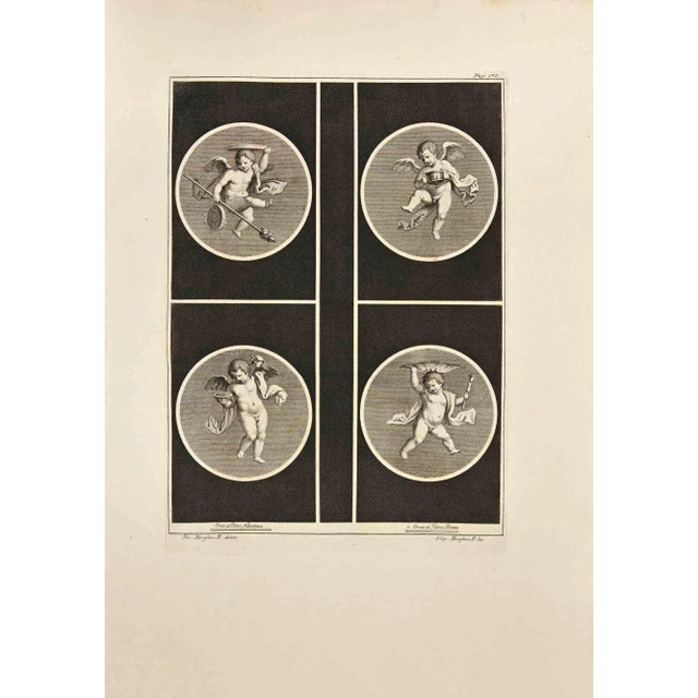 Cupid in Four Seasons from "Antiquities of Herculaneum" is an etching on paper realized by Filippo Morghen in the 18th...