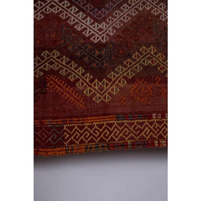 Burgundy Vintage Long Jajim Kilim Runner 2'6" X 12'6" For Sale - Image 8 of 10
