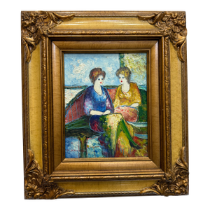 Vintage Painting Portrait of Two Women