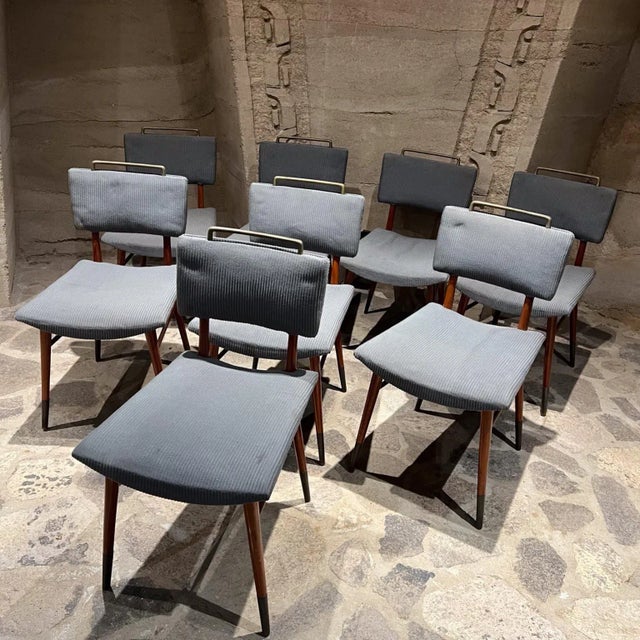 1960s 1960s Eight Mahogany Bronze Custom Dining Chairs Arturo Pani Mexico City For Sale - Image 5 of 11