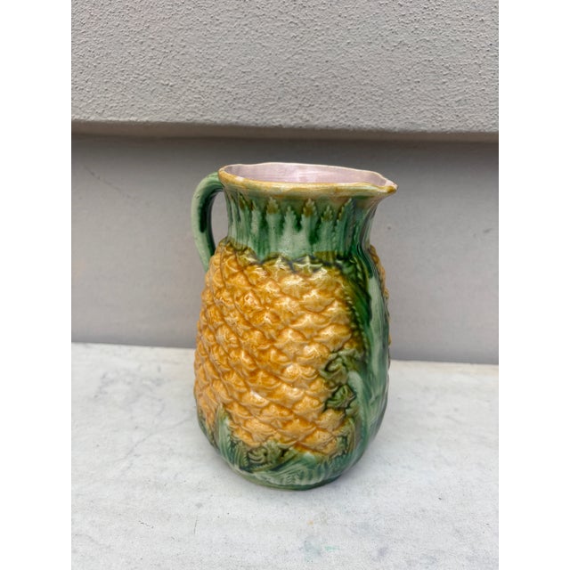 Victorian 19th Century Majolica English Pineapple Pitcher For Sale - Image 3 of 5