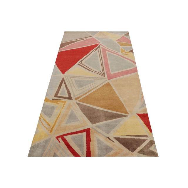 Contemporary Rug & Kilim’s Mid-Century Modern Style Runner Rug in Geometric Pattern For Sale - Image 3 of 7