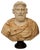 Hand-Carved Bust of Roman Man, 20th Century, White Carrara and Red Alicante Marble For Sale