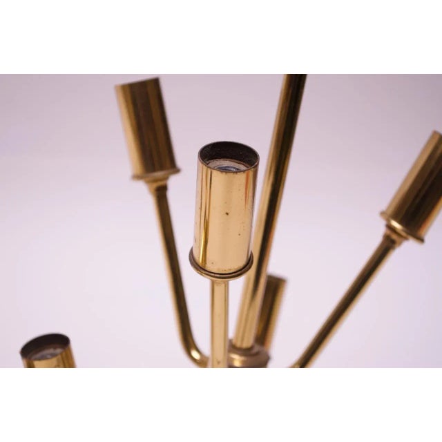 Midcentury Candelabra Style Six-Arm Brass Table Lamps - A Pair For Sale - Image 9 of 13