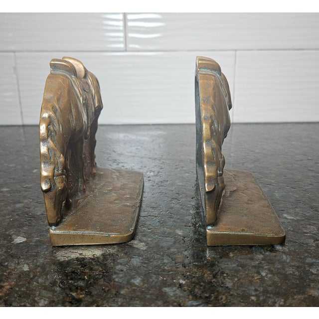 Pair of Vintage Mid-Century Bronze Equestrian Horse Bookends For Sale - Image 10 of 14