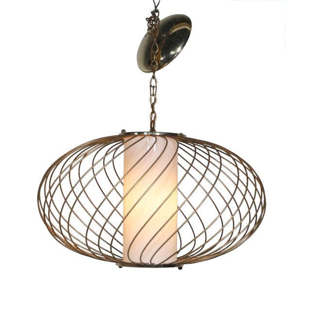 Mod Mid Century Swirl Cage Chandelier For Sale - Image 9 of 13