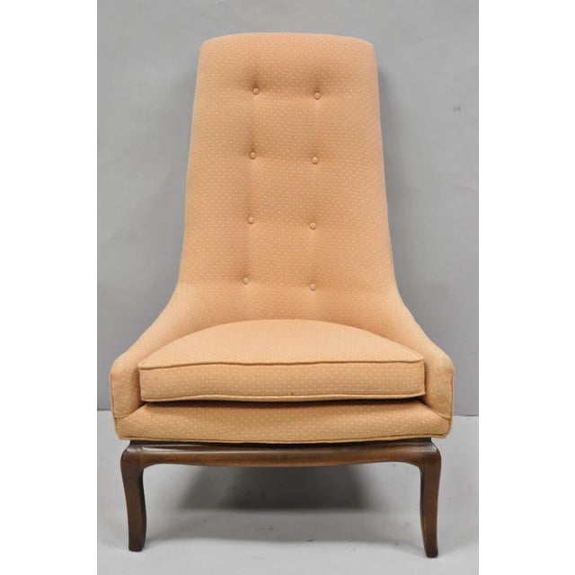 Vintage Mid Century Modern Walnut High Back Slipper Lounge Chair Attributed to T H Robsjohn Gibbings for Widdicomb. Item...