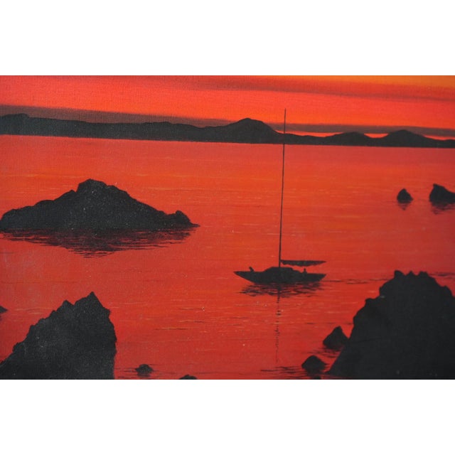 1990s Seascape Painting Wall Art - Original Acrylic Art by Randall Seals 16x20 Inches - Sunset Coastal Home Decor For Sale - Image 4 of 5