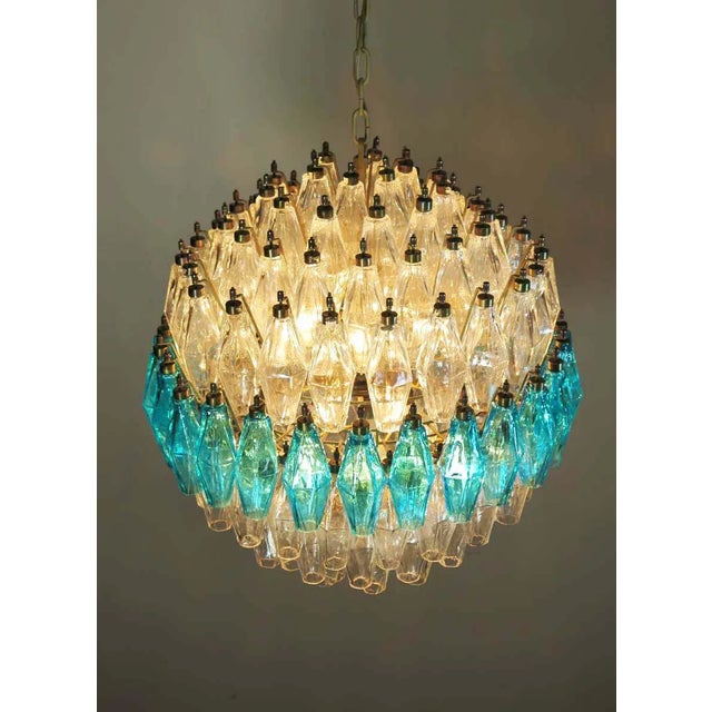 Blue & Transparent Murano Glass Spherical Chandelier, 1981 For Sale - Image 11 of 13