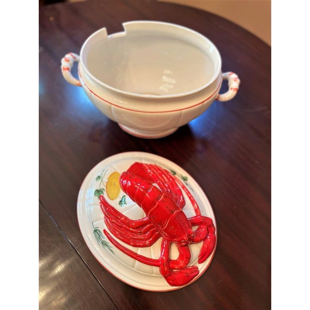 Cream Mid-Century Large Ceramic Lobster-Topped Italian Soup Tureen For Sale - Image 8 of 13