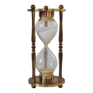 Vintage Solid Brass Hour Glass or Sand Timer For Sale