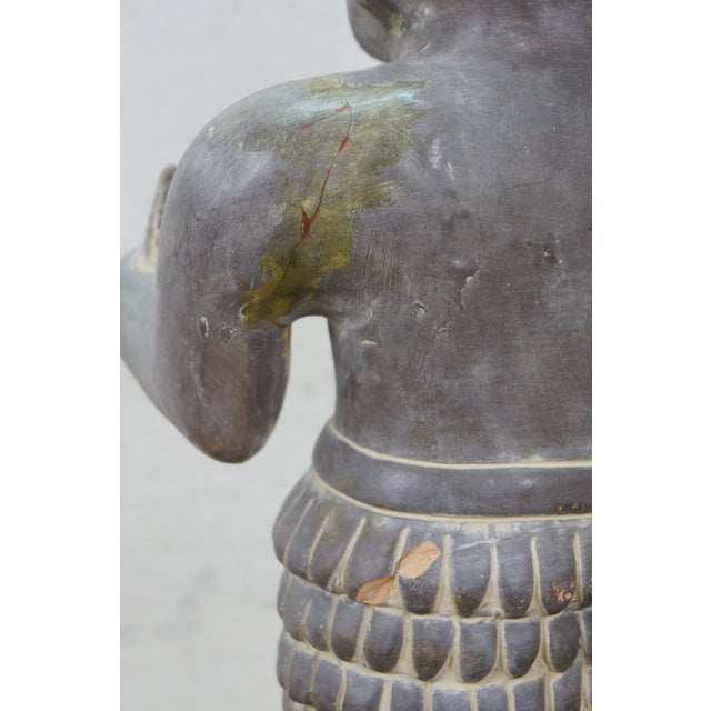 Vintage Terracotta Pottery Mayan God Maize Corn Sculpture Statue 19" For Sale - Image 9 of 14