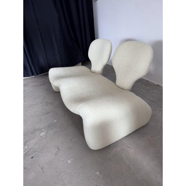 Djinn 2-Seater Sofa in Creme Bouclé by Olivier Mourgue for Airborne, 1970s For Sale - Image 9 of 13