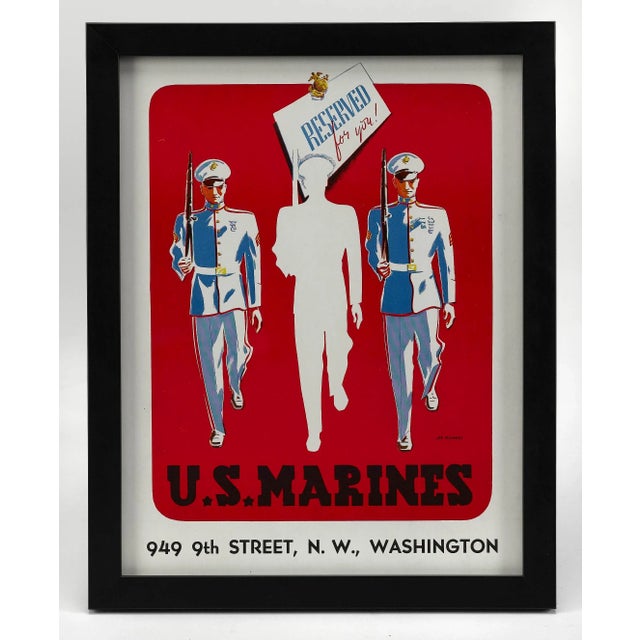 This is an original World War II Marines recruitment poster, designed by Joe Richards. The poster, a color lithograph, was...