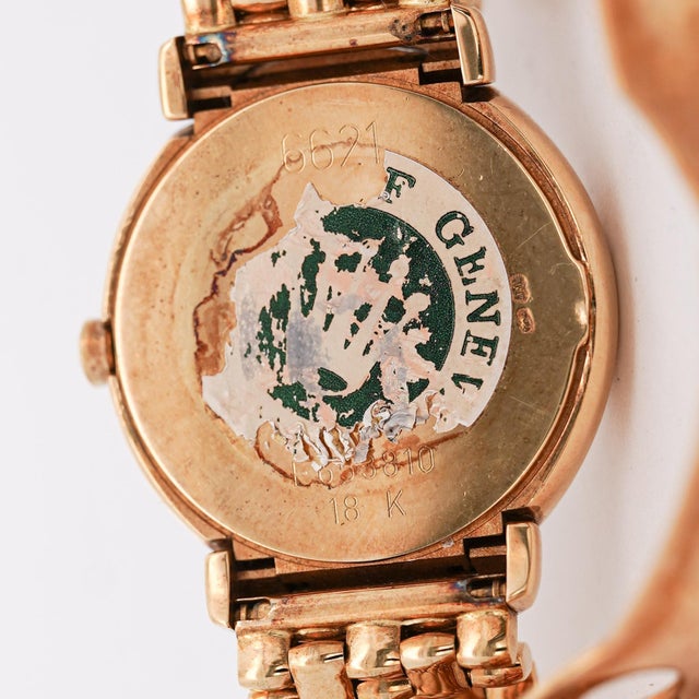 Metal Vintage Rolex Cellini 6621 18k Yellow Gold White Dial Quartz Bracelet Watch For Sale - Image 7 of 9