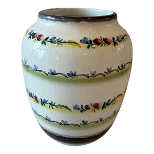 Vintage Ceramic Vase With Hand Painted Floral Design by Gmunder Keramik.