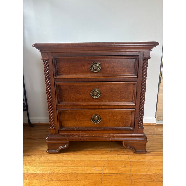 Stanley Furniture Stanley Furniture British Imperial Traditional Style Cherry Three-Drawer Nightstand For Sale - Image 4 of 8