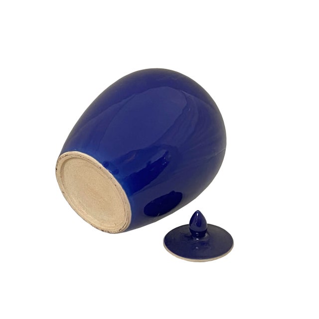 Simple Modern Handmade Plain Navy Blue Oval Porcelain Vase Jar Chairish