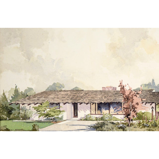 Impressionist California Ranch Original Watercolor Landscape by George Alfred Morrison For Sale - Image 3 of 7