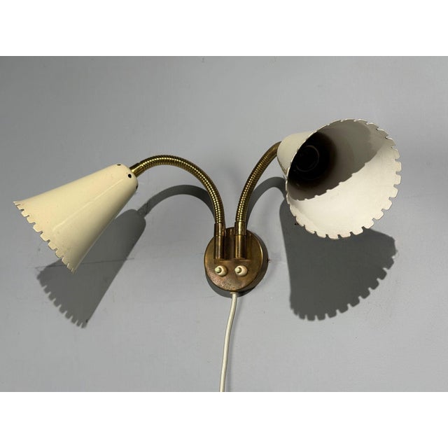 Mid-Century Modern 1940s Arvid Böhlmarks, Adjustable Wall Light, Brass, Lacquered Metal For Sale - Image 3 of 7
